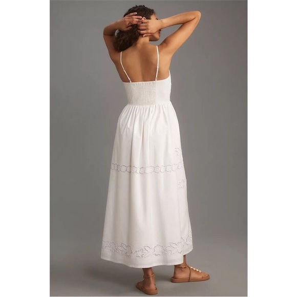 Anthropologie Vineet Bahl Sleeveless V-Neck Floral Cutwork Midi Dress - Picture 3 of 12